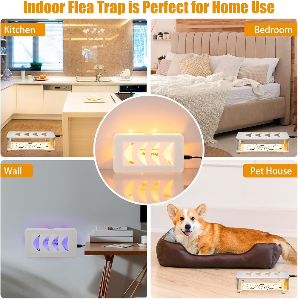 2 White Fishbone Flea Traps Lamp - Perfect for Indoor/Carpet Flea Control