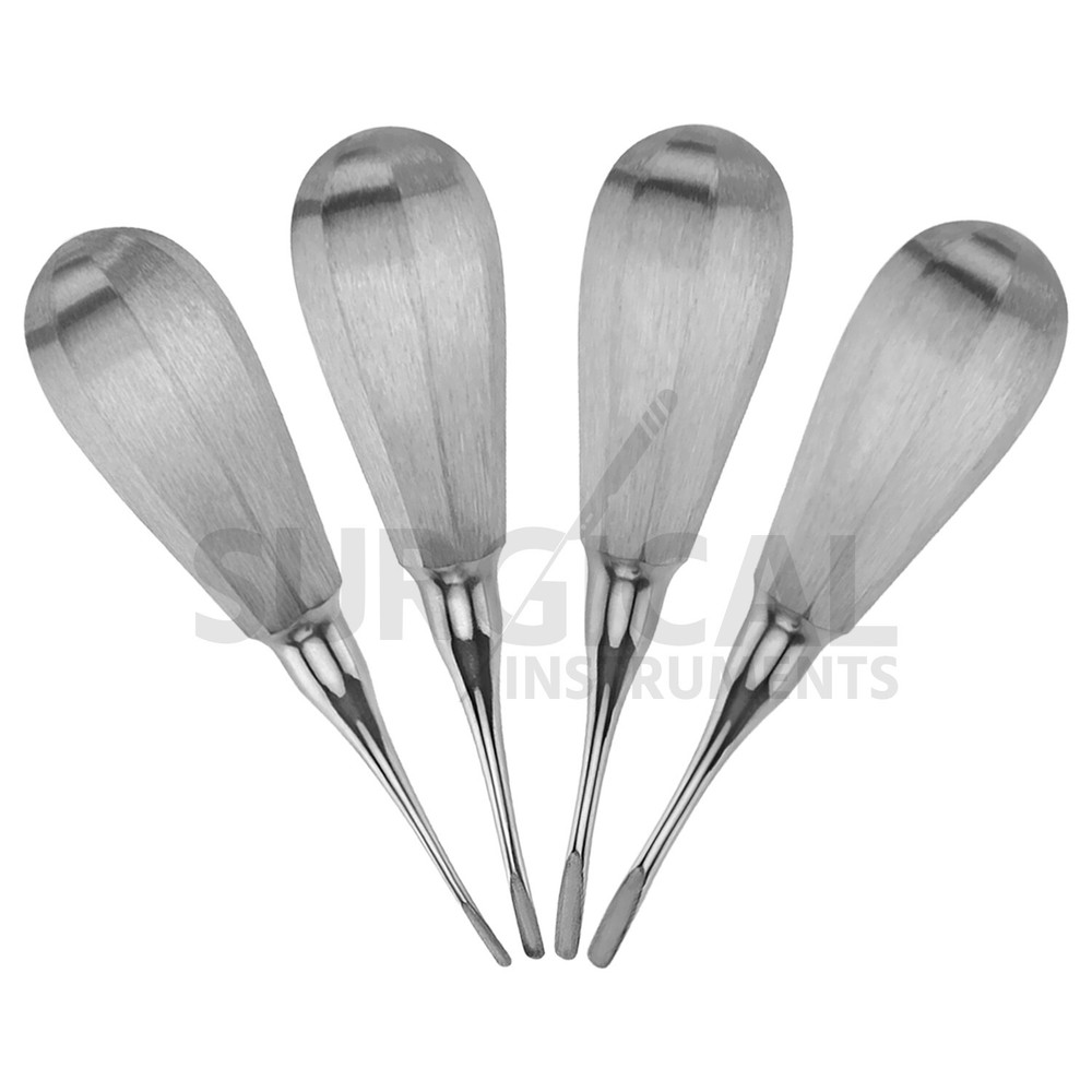 4 Curved Luxating Elevators Set Dental Oral Instruments Stainless German Grade