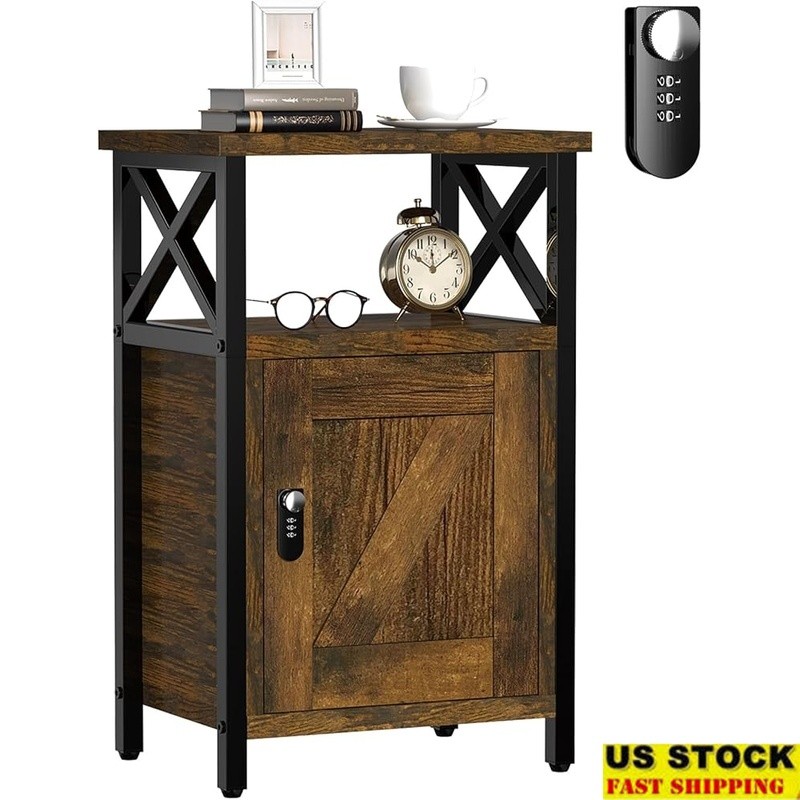 Secure Nightstand W/ Lock Large Storage Excellent Appearance Easy Assembly New