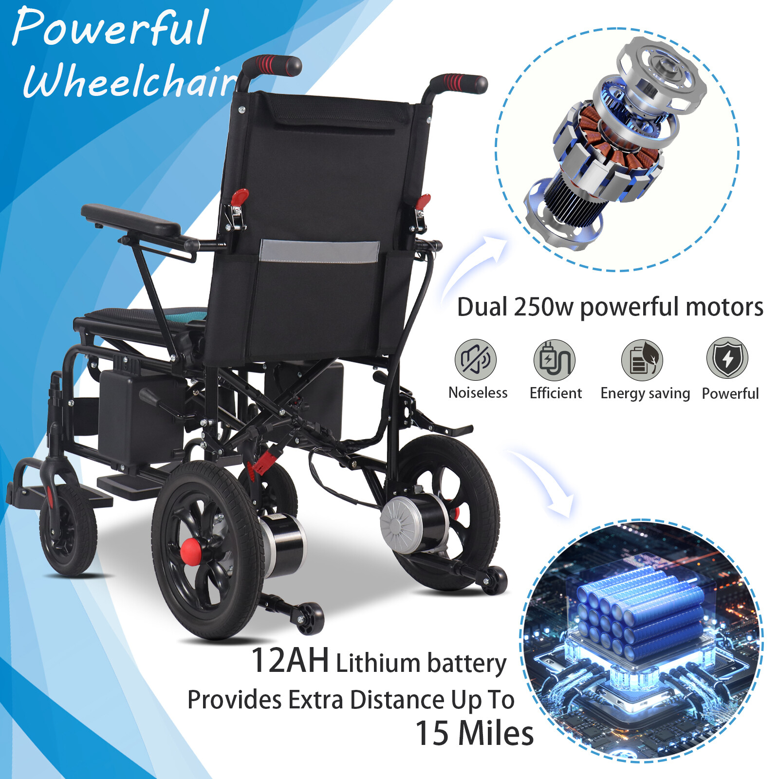 Foldable Electric Power Mobility Wheelchair Lightweight All Terrain Wheel Chair