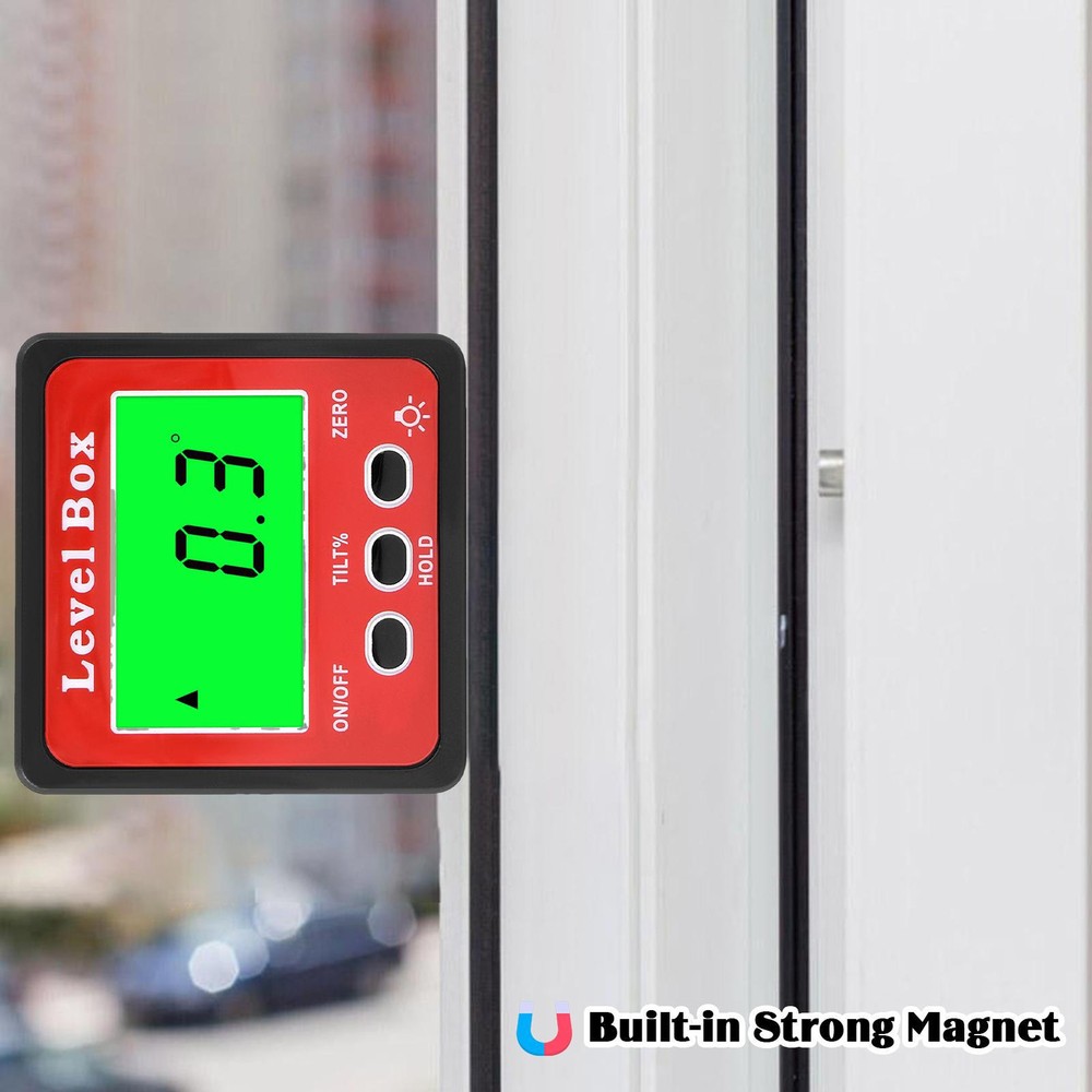 Digital Angle Finder Level Gauge Measuring Tools Magnetic Protractor Box Bevel