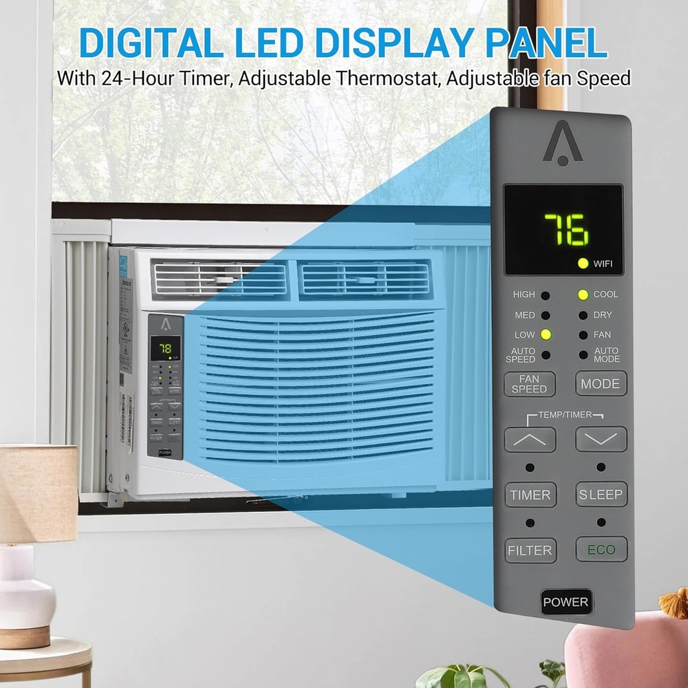 6000 BTU Window Air Conditioner AC Unit with WiFi & App Control & Remote Control