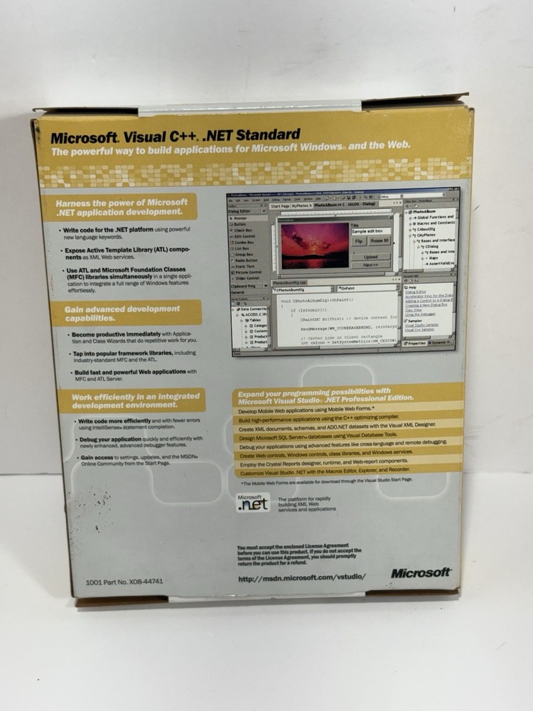 Microsoft Visual C++ .NET Standard 2002 W/ Key See Pictures