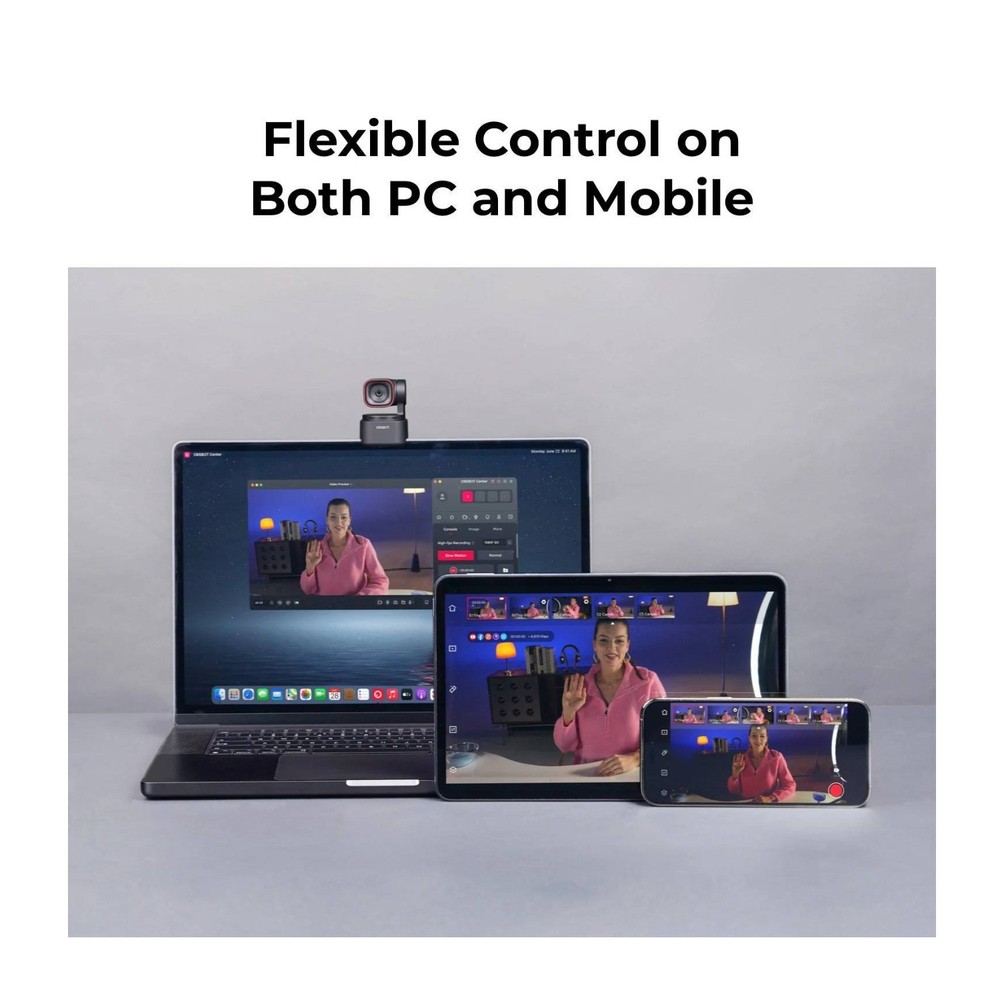 OBSBOT Tiny 3 Lite AI-Powered Spatial Audio 4K PTZ Lite Webcam