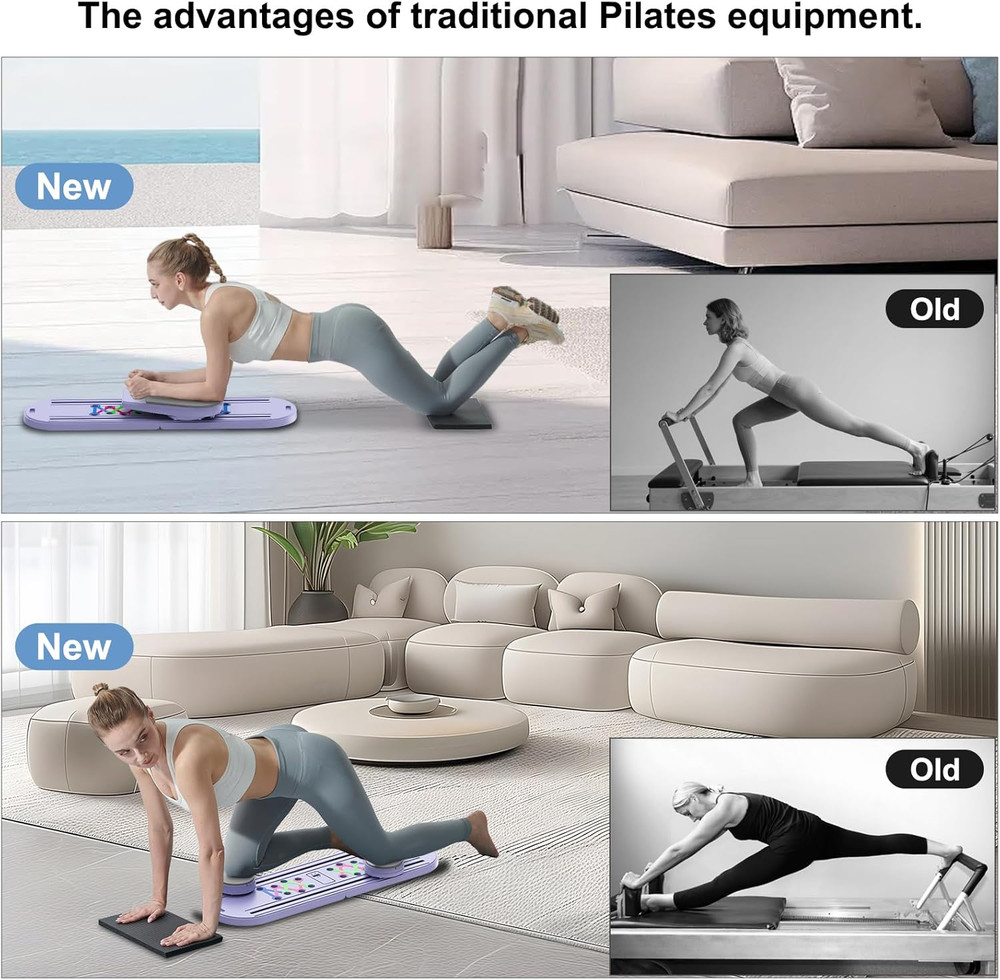 Pilates Board - Updated Pilates Reformer Machine Set, Multi-Purpose Foldable Pil