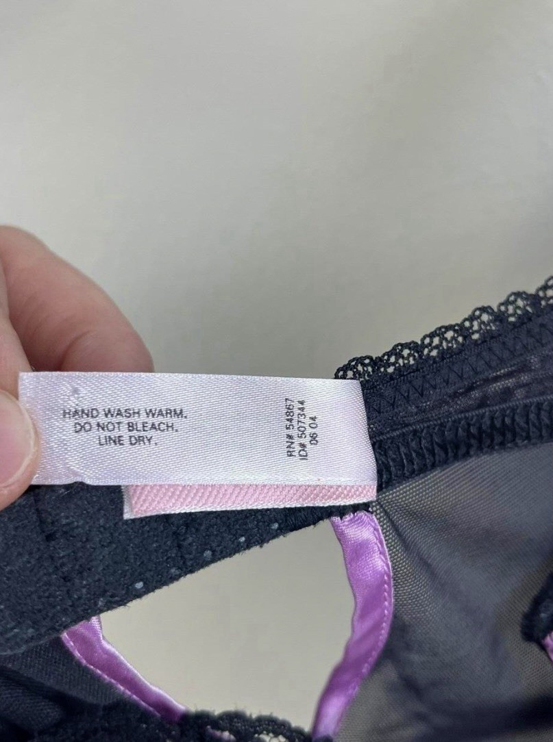 Victoria’s Secret Lace Babydoll Bustier Whimsey Goth Fairy Goth Black Purple 34B