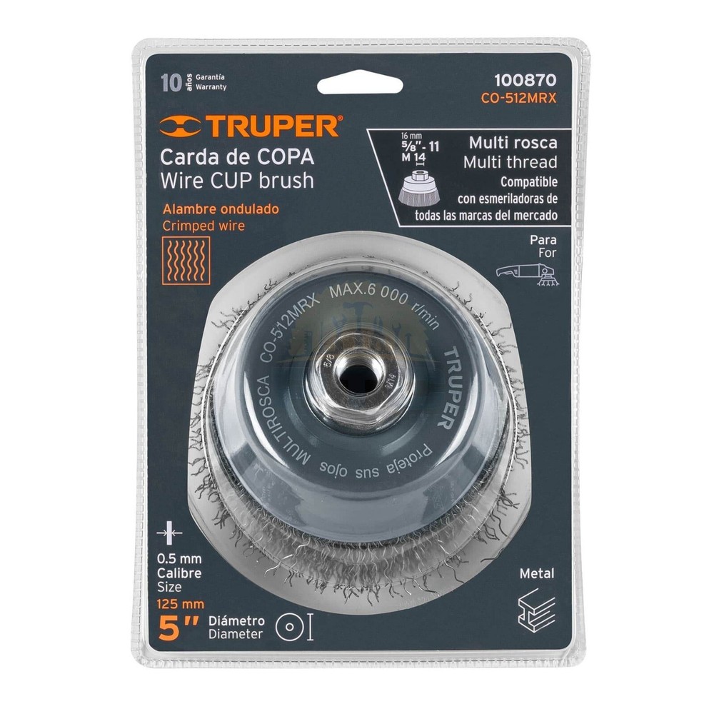 Truper CO-512MRX Carding cup 5" coarse crimped wire, Multi-thread
