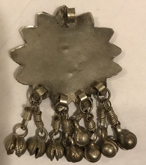 Unique Silver Hand Made Pendant W/ Red Accent