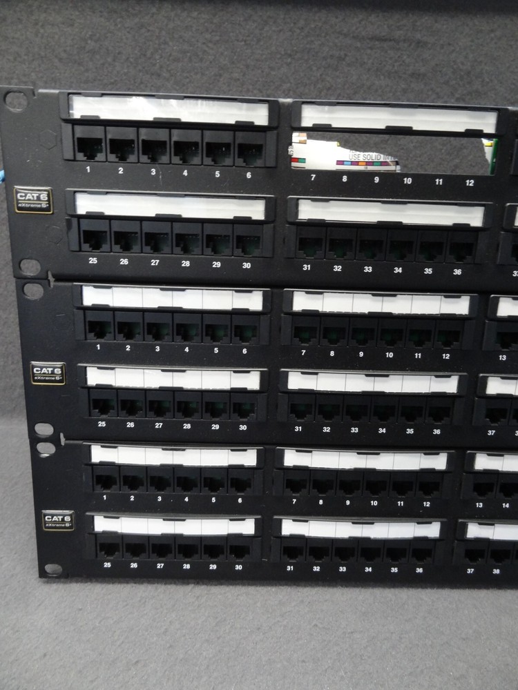 LOT Leviton Cat 6 Extreme 6+ 48-Port Patch Panel Rack Mount Network Cable Black
