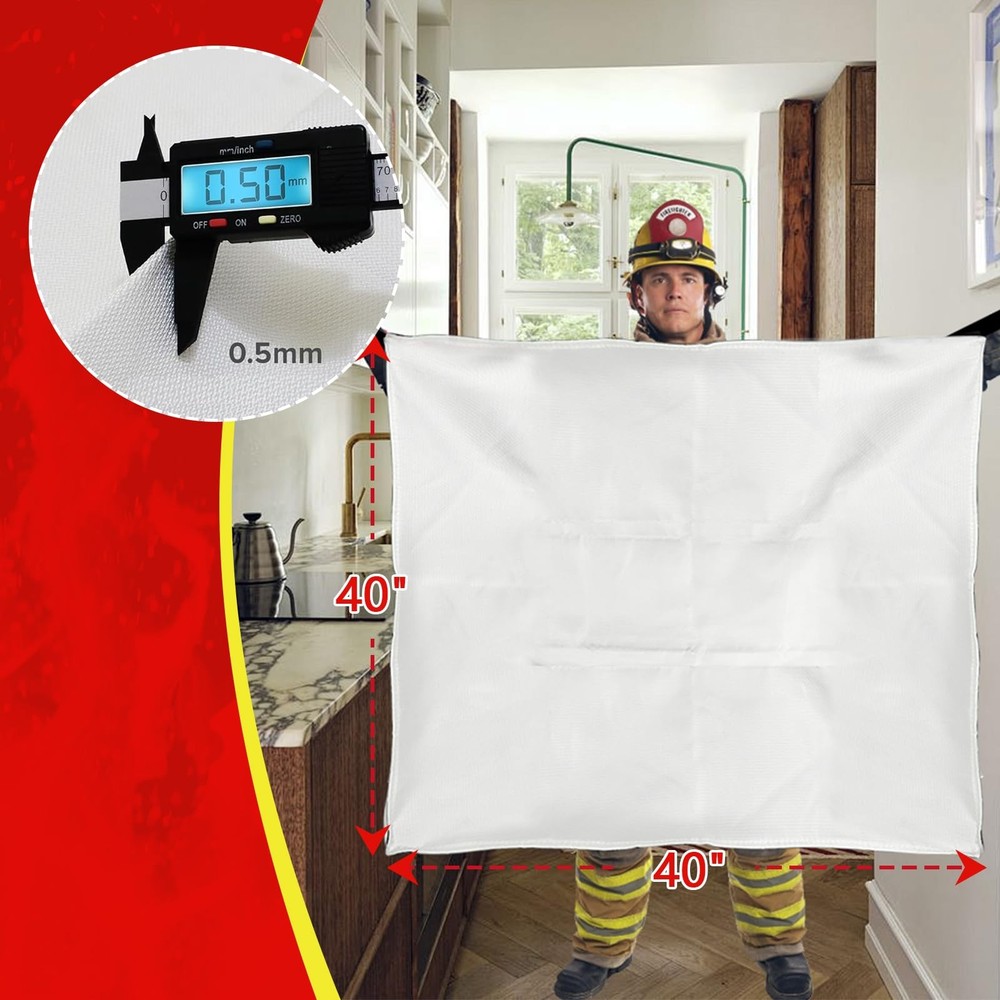 2-Pack Fire Blanket - Large Fiberglass Fire Blanket Fire Suppression Blanket ...