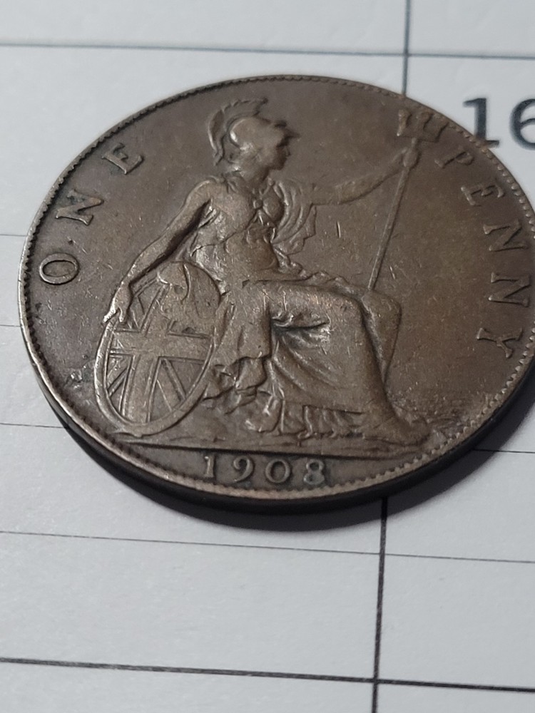 1908 Great Britain One Cent Coin ( VF)