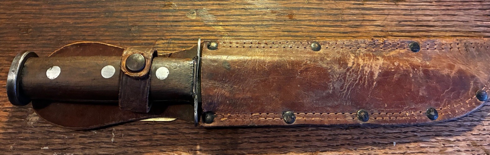 US Army USMC Marine WWII Theater Handle Western G46-8 Fighting Knife, Sheath Vtg