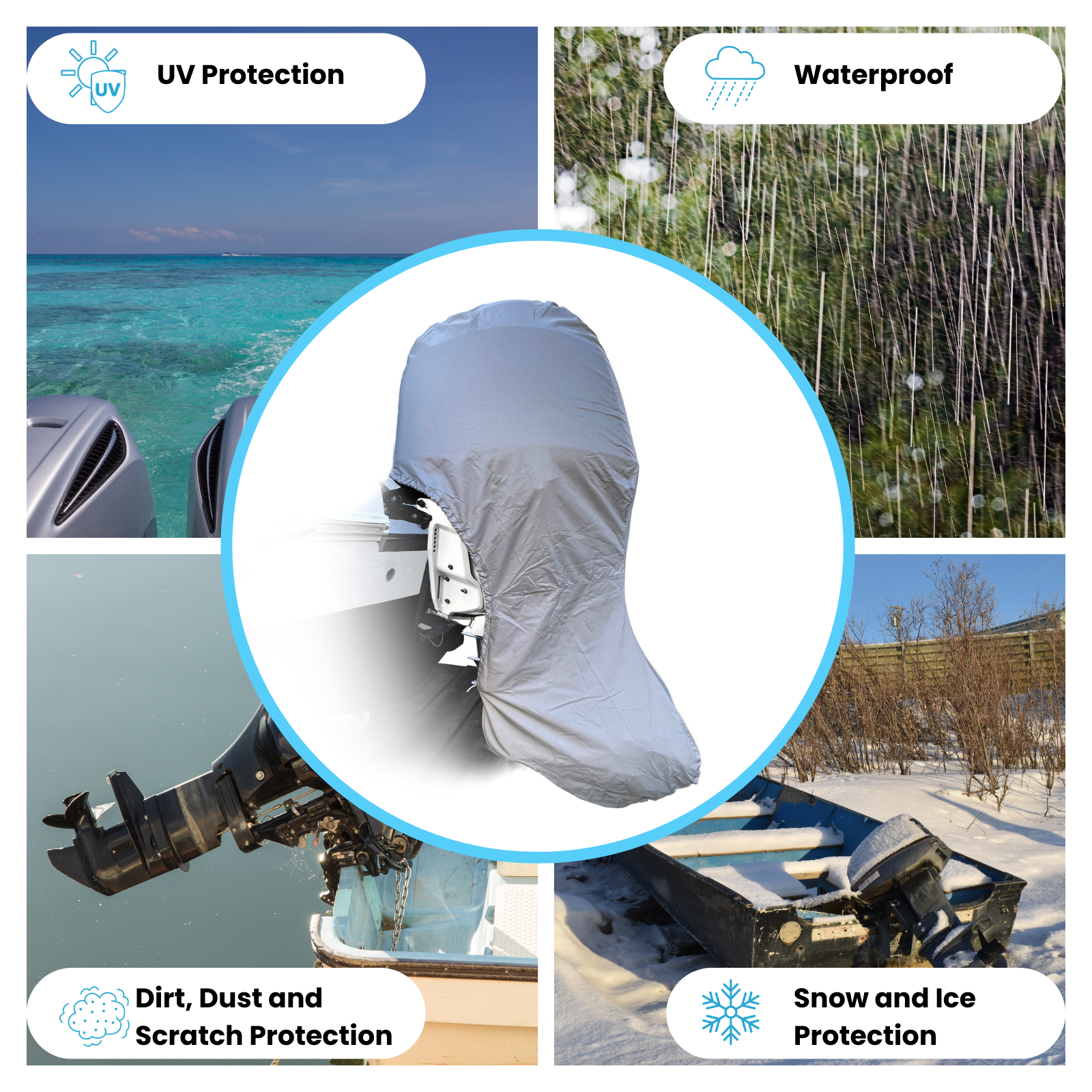 Upgraded Heavy duty Boat Outboard Engine Cover Full Motor Storage Cover 5-300HP