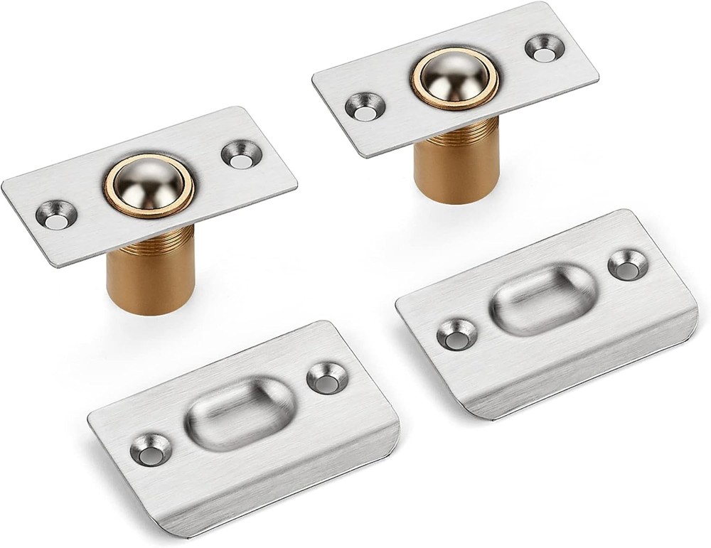 Ravinte 2 Pack Adjustable Door Ball Catch, Silver Closet Door Latch, Solid Brass