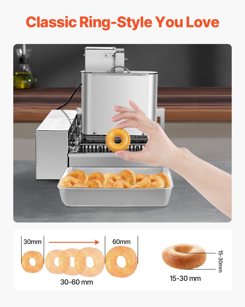 VEVOR Commercial Automatic Donuts Making Machine Doughnut Maker 4 Rows 240 PCS/H