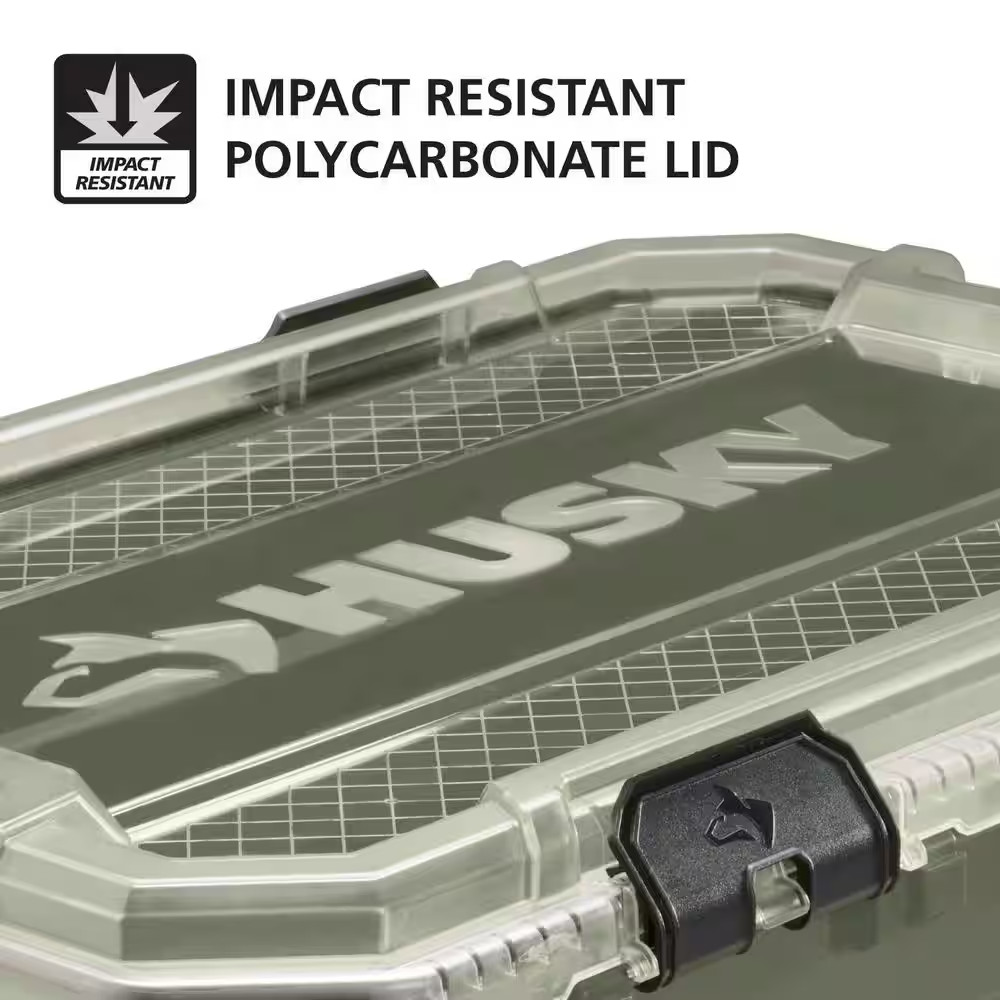 Husky Storage Container Bin Tote 2 Pack Heavy Duty Stackable Garage Workshop