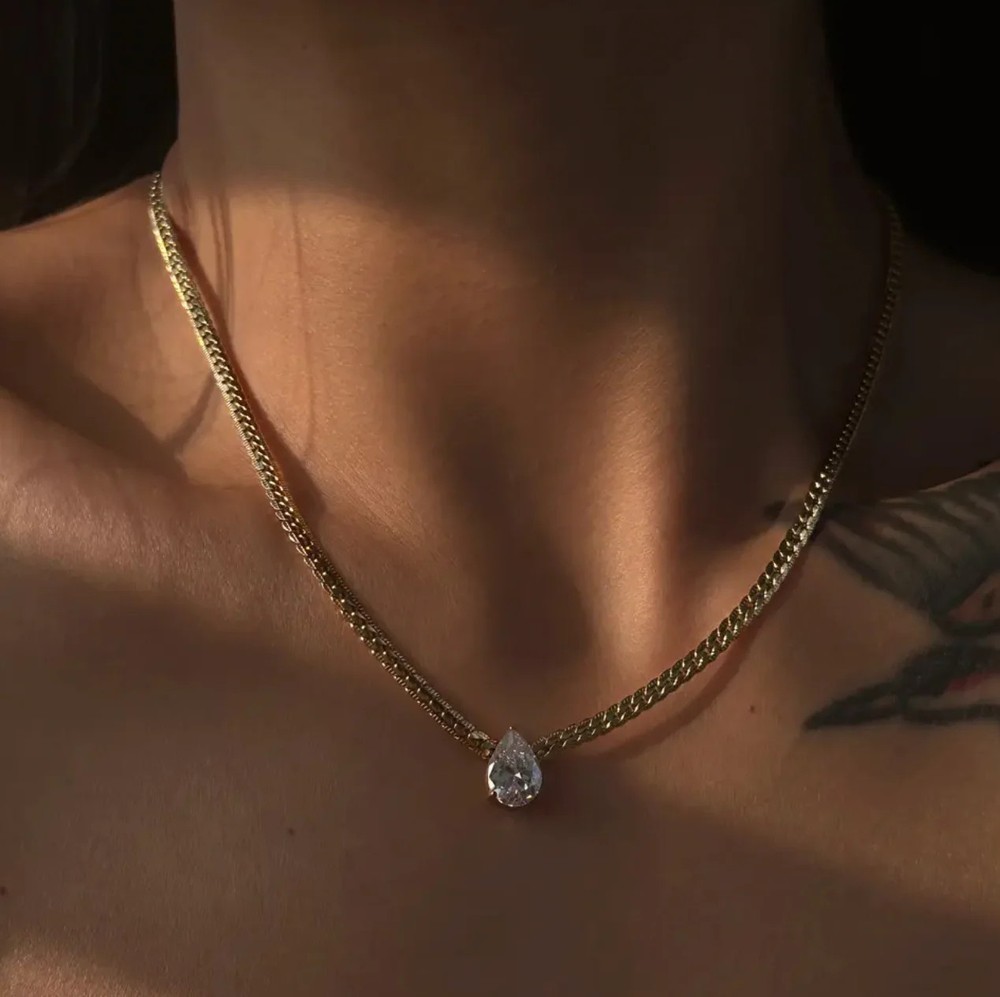 Gold Chain Water Drop Necklace