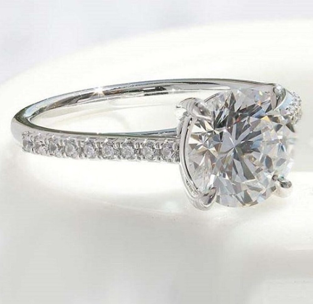 3.30 Ct Round Cut Lab-Created White Diamond Wedding Ring 925 Sterling Silver