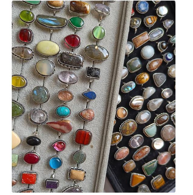 Jasper & Mix Gemstone 925 Sterling Silver Plated Design Wholesale Lot Rings