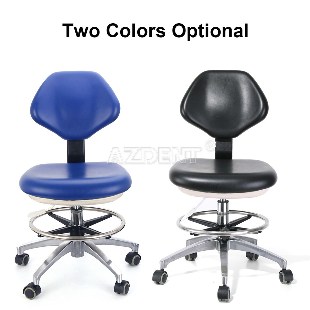Dental Assistant Stool 360° Rotation Armrest PU Back Curve Casters Doctors