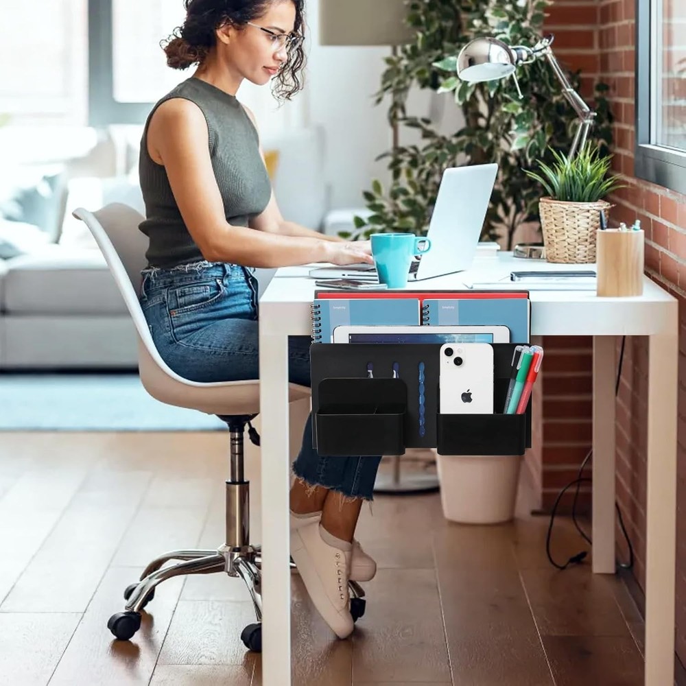 MAXECHO Desk Side Storage, Under Laptop Mount, Table Double-deck, Black