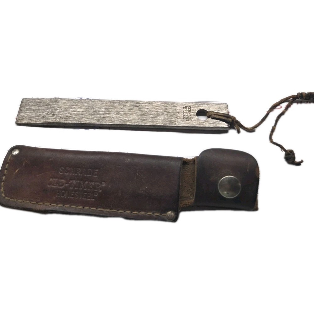 Vintage USA Schrade Old Timer Sharpener Honesteel With Sheath