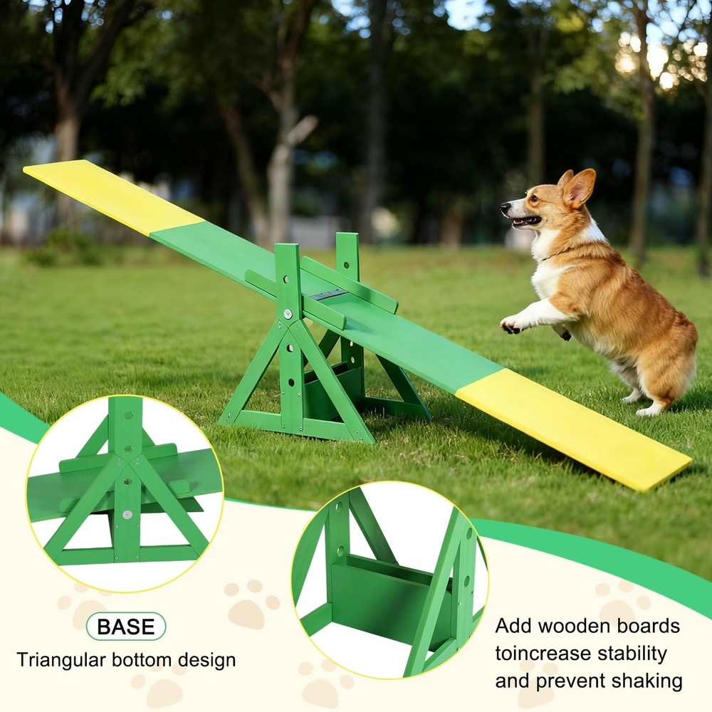 94.5" Adjustable Dog Agility Seesaw 4-Level Height Training Teeter for Small ...