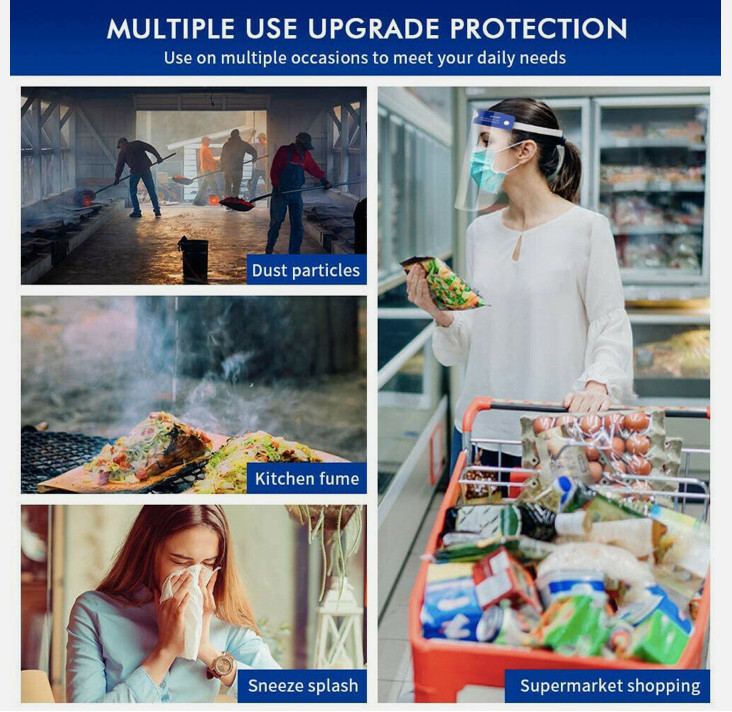 12-pcs Face Shield Screen Safety Protective Eye Splash Proof Full Head-Mounted