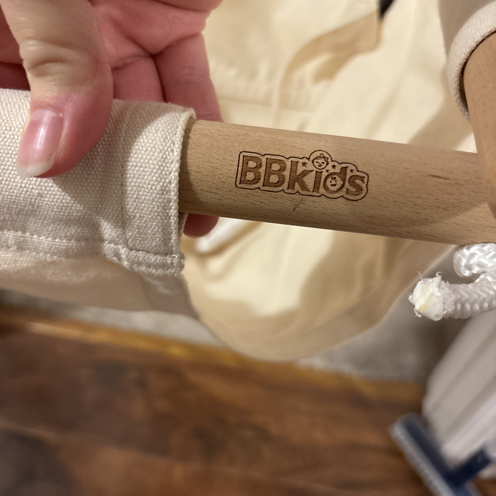 BBkids Baby Canvas Hammock Hanging Wooden Swing for Toddlers 6 Mo 3 Yrs