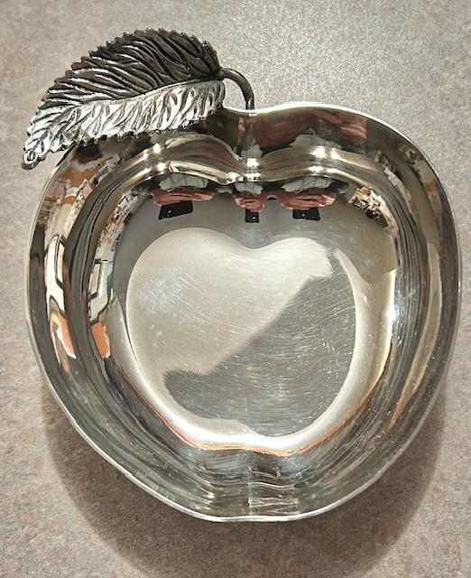 Apple Shaped Silver plated Dish Silver Plate Apple Trinket Dish Candy Nut Bowl