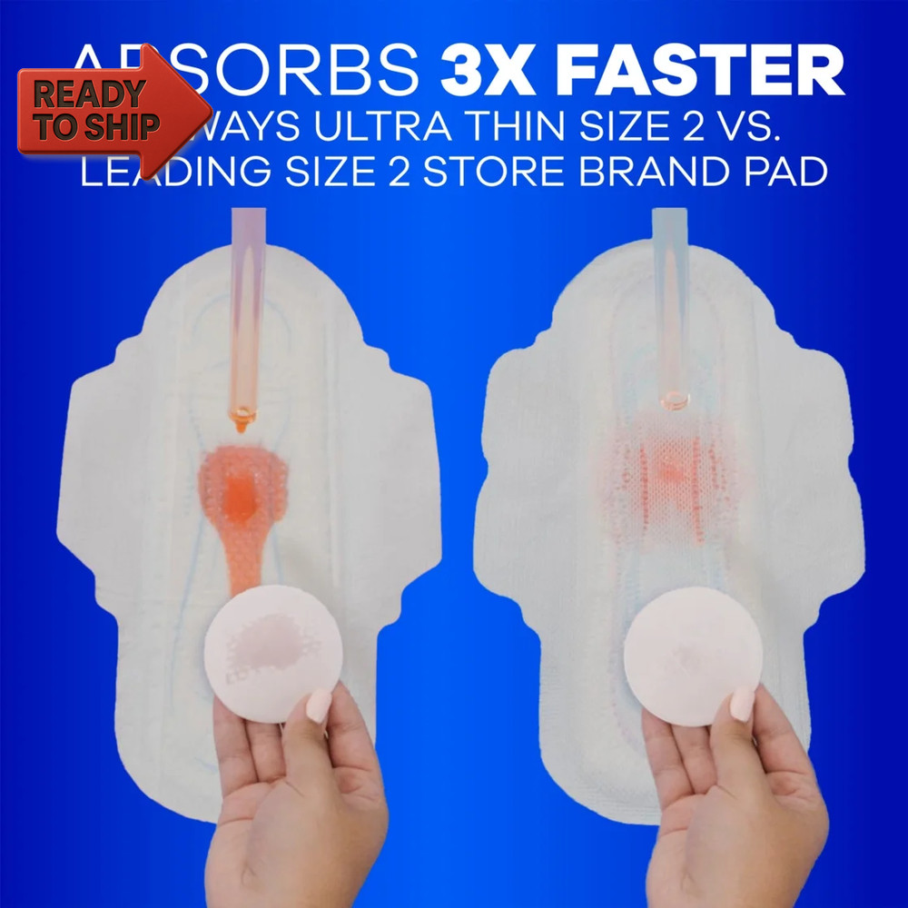 Ultra Thin Pads without Wings, Size 2, Long Super Absorbency, 40 CT
