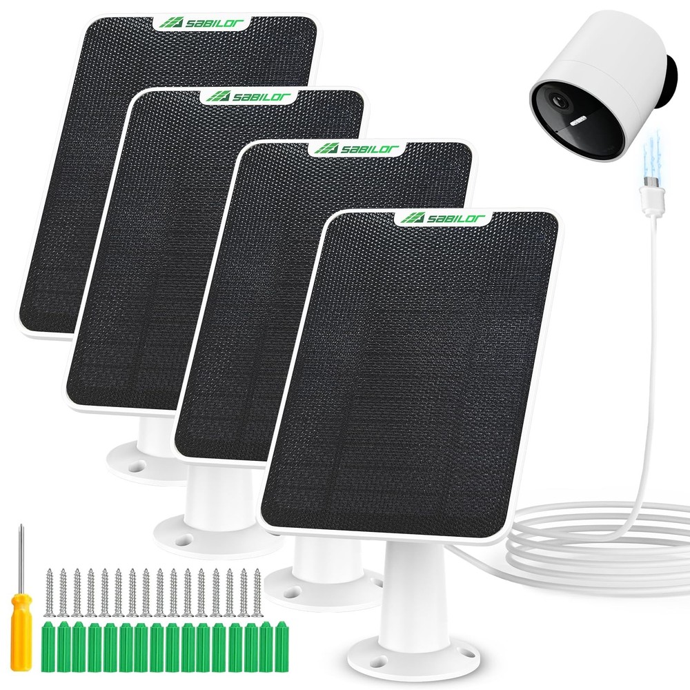 4 Pack 6W Solar Panel for SimpliSafe Outdoor Camera IP65 Weatherproof