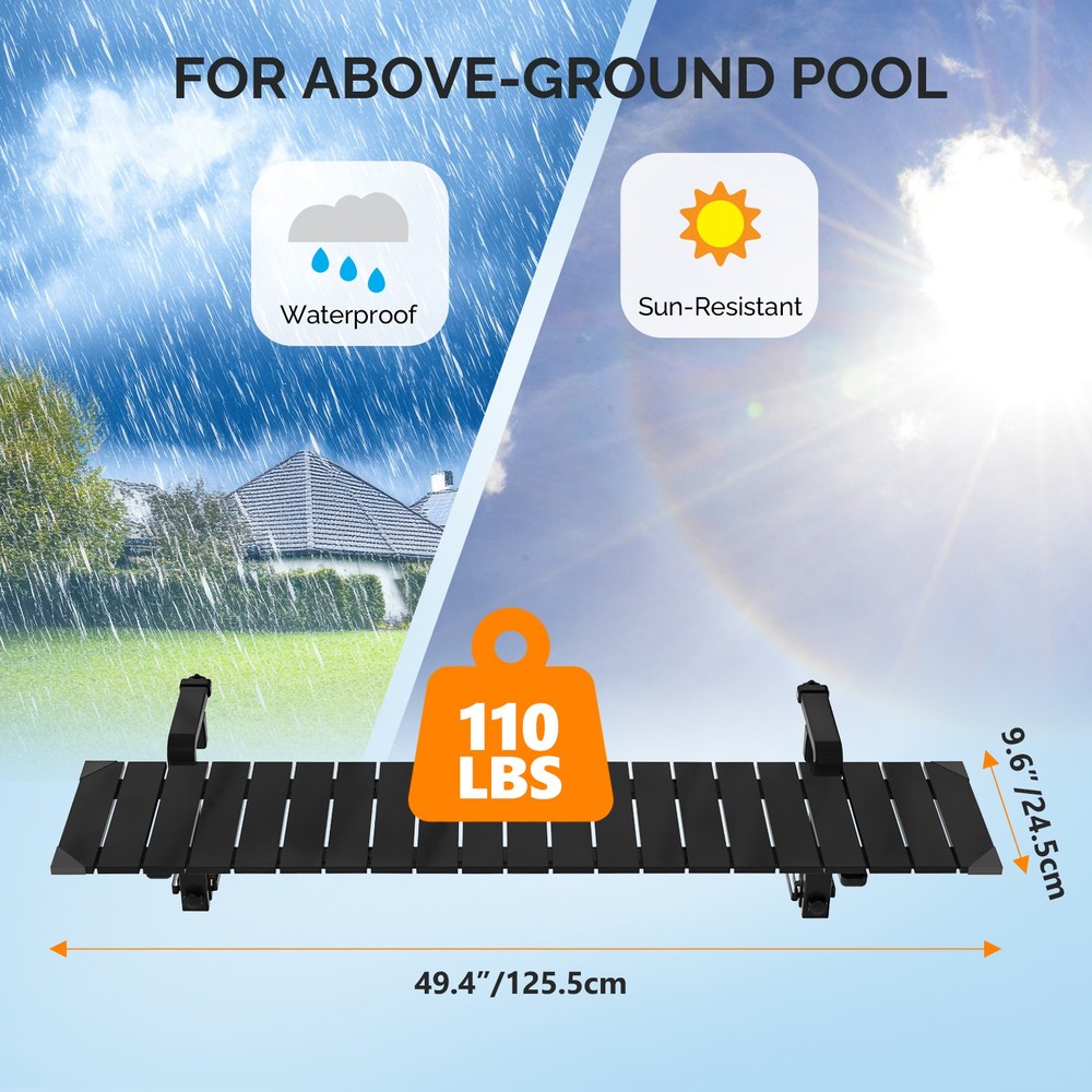 Above Ground Pool Bar Poolside Table, Adjustable Table for Outdoor Balcony Pool