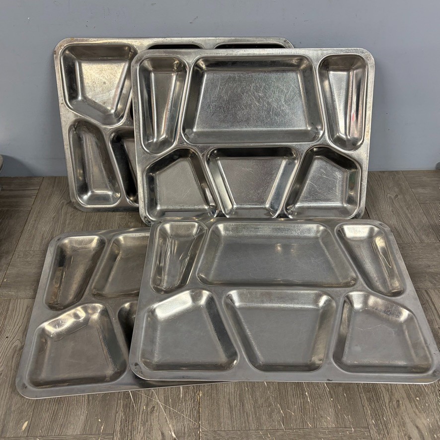 4- Korean War Era Carrollton 1951 Mfg USN Navy Stainless Steel Meal Mess Tray