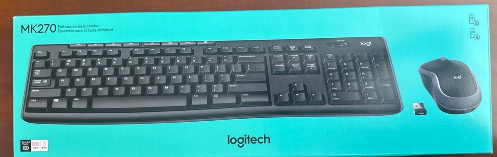 Wireless Keyboard and Mouse Combo Logitech MK270 Open Box