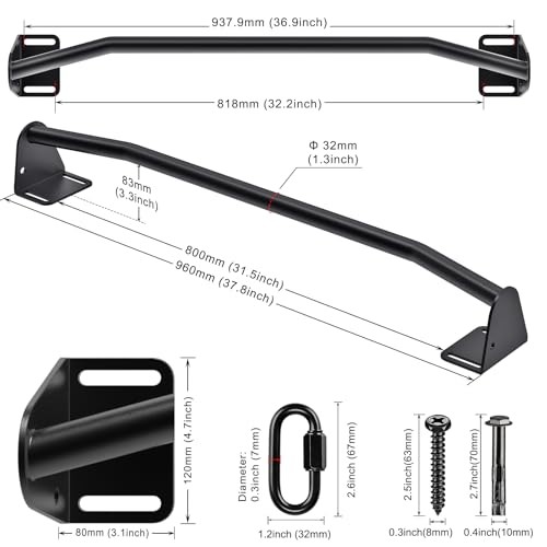 Heavy Duty Wall Mounted Doorway Pull Up Bar, Multifunctional Straight Type