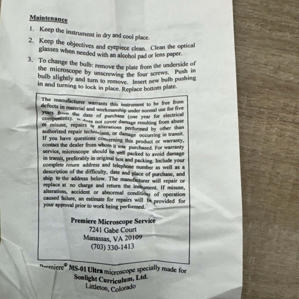 Microscope Student Premiere Model MS 01