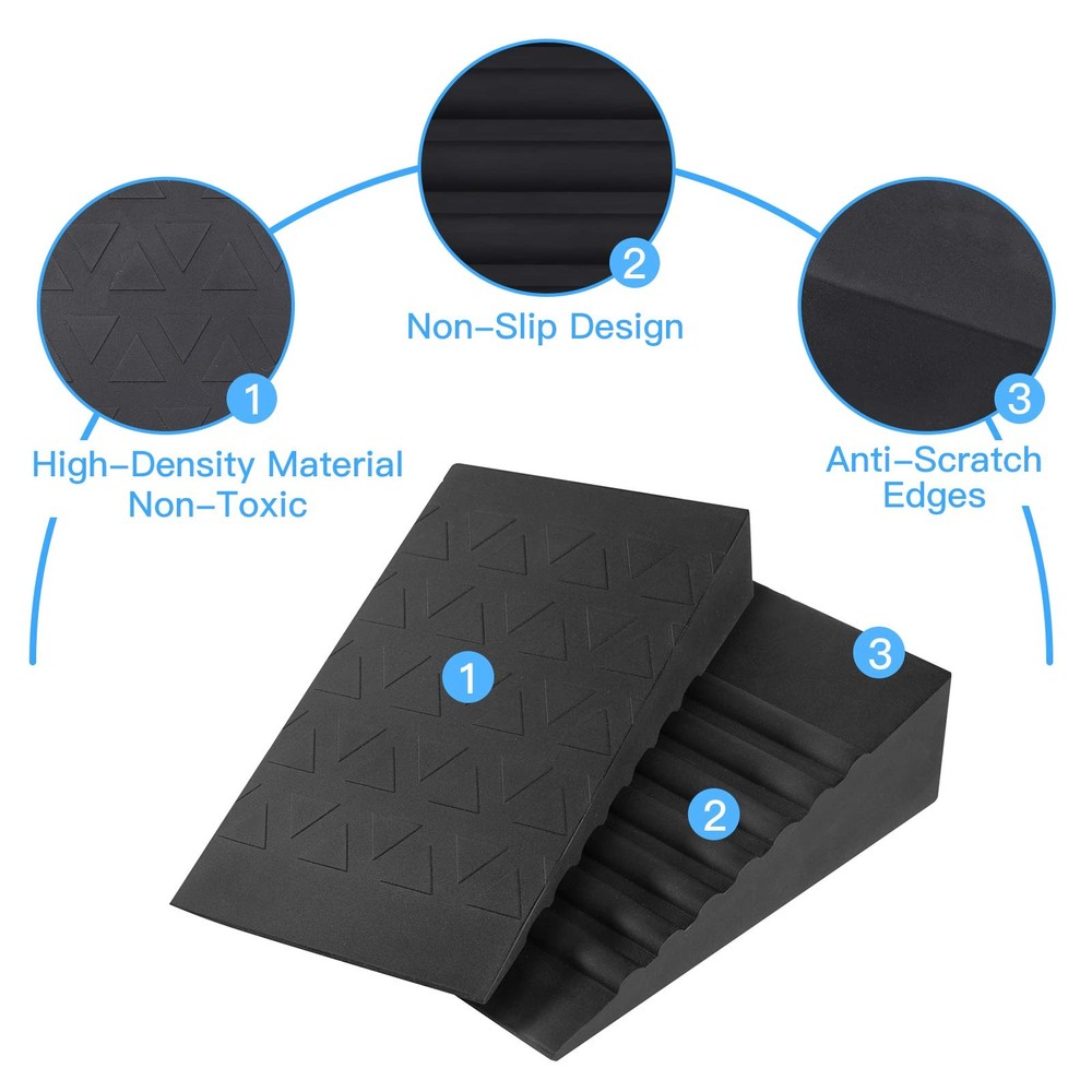 Squat Wedge for Heel Elevated Squats: Adjustable Rubber 4Pcs Calf Raise Block...