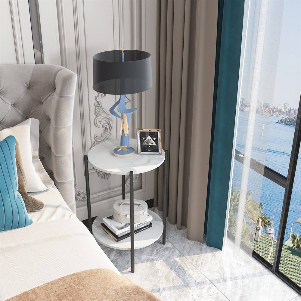 Upscale Real Marble Square/Round Tea Table Metal Frame Coffee Sofa Display Table