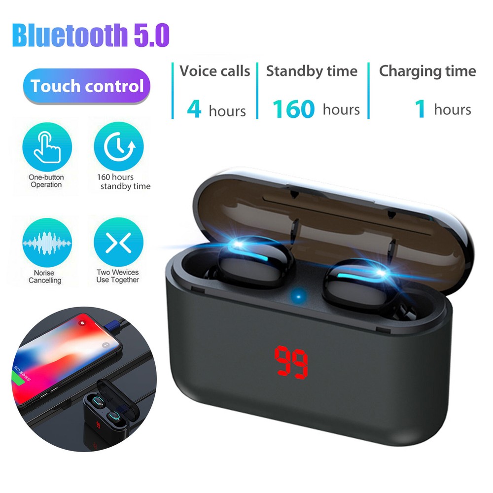 TWS Bluetooth Earbuds Waterproof Bluetooth 5.0 Headset Noise Cancelling Wireless