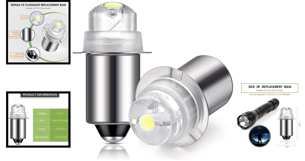 2 Pack of 30 Lumen LED Replacement Bulbs - 10 Lifespan, Easy Replace