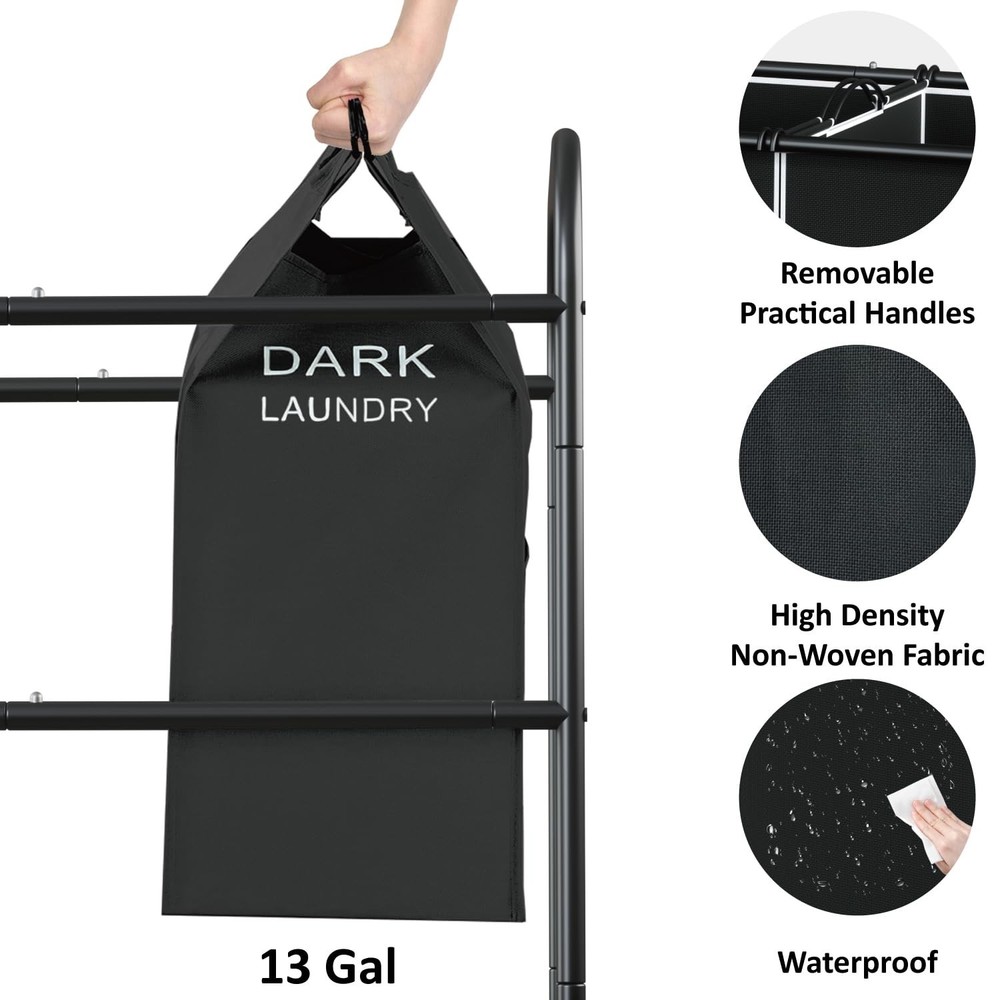 5-Section Laundry Sorter Cart, Large Laundry Hamper with Lockable Rolling Whe...