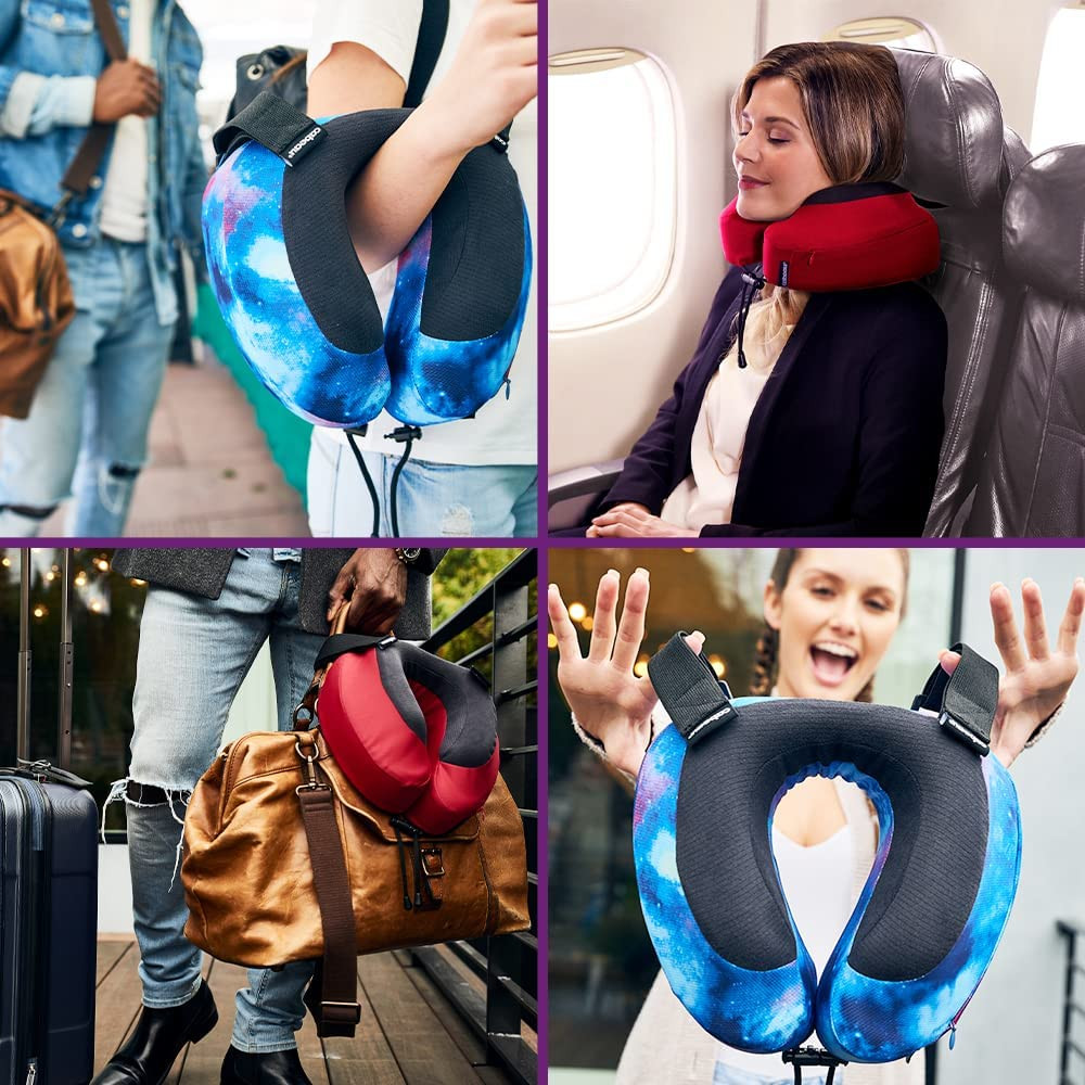 Airplane Travel Pillow for Long Flights - Evolution S3 - Supportive Memory Foam