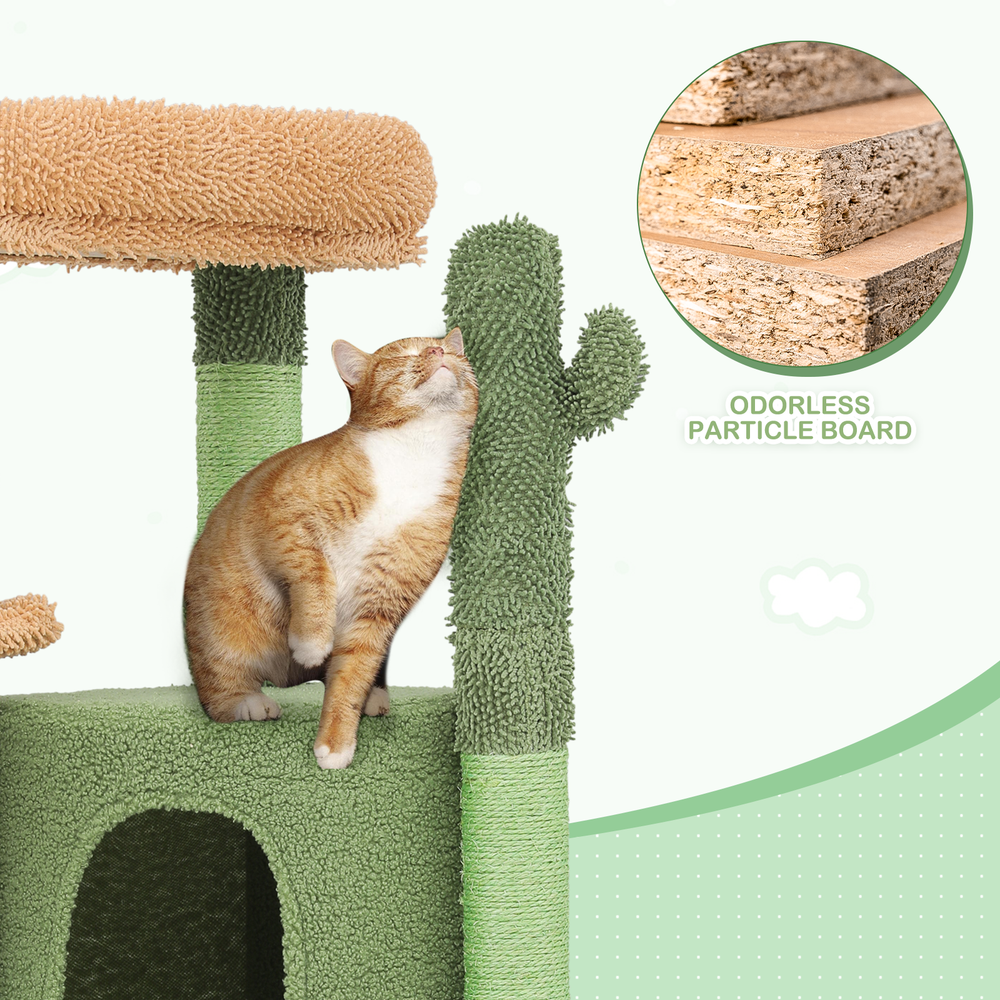 42" Cactus Cat Tree Tower Scratching Post Multi Level Activity Center Cats Toys