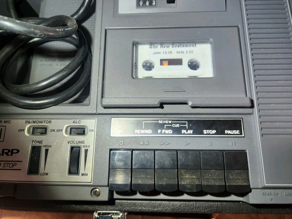 Sharp Cassette Recorder / PA System RD-680AV in Black Hard Case - Tested