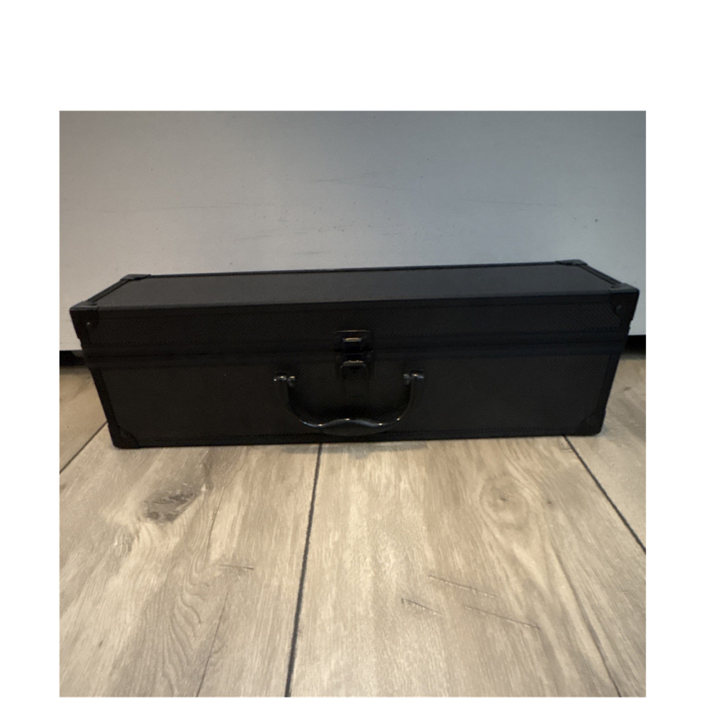 Black Metal Card Storage Box with 3 Compartments, Card Dividers, Stackable