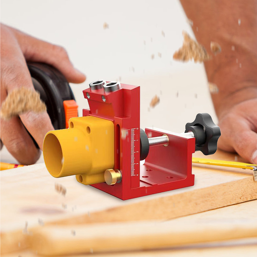Pocket Hole Jig Set Carpentry Joinery Woodworking System Adjustable Depth Tool