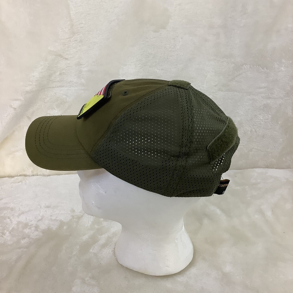 CONDOR TACTICAL MESH ADJUSTABLE GREEN HAT HOOK & LOOP W/2 PATCHES