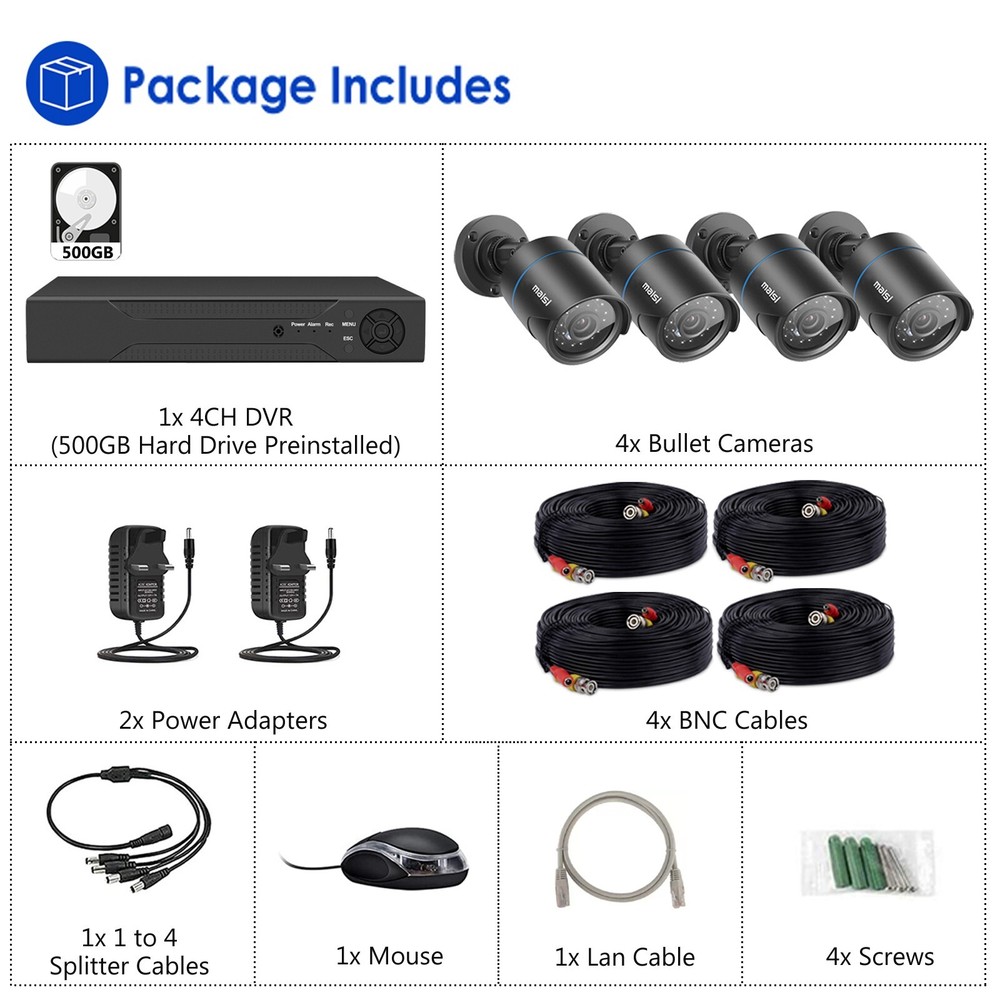 5MP 4CH 8CH DVR CCTV Security Camera System Motion Detection IR Night Vision