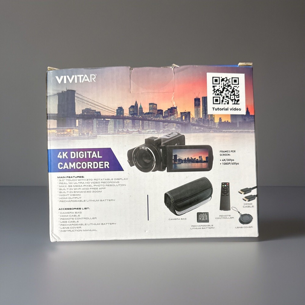 Vivitar DVR4K-BLK Compact Camcorder - Black